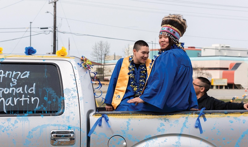 Students celebrating graduation
