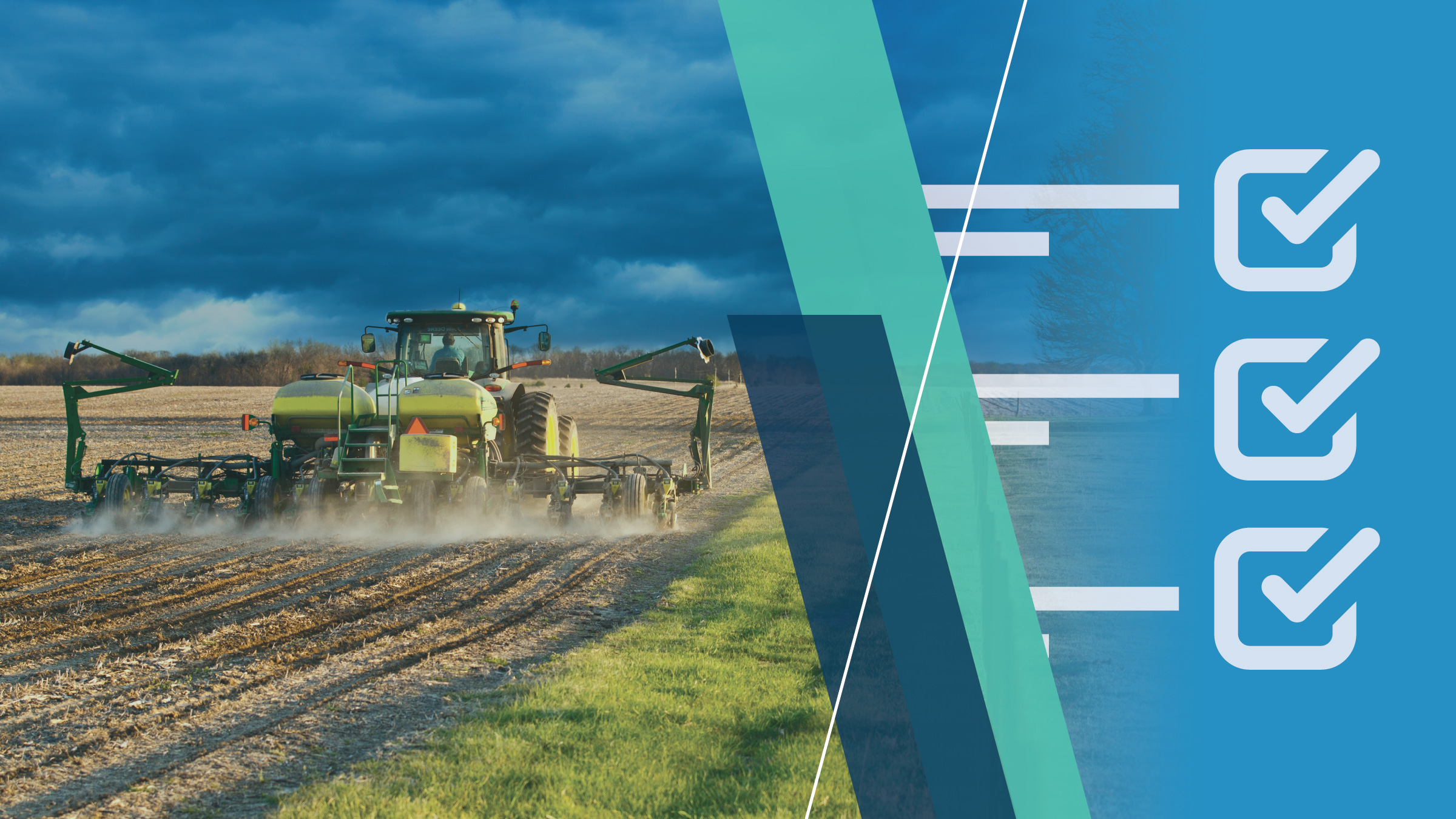 Tractor planting a field