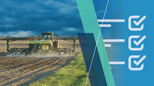 Tractor planting a field