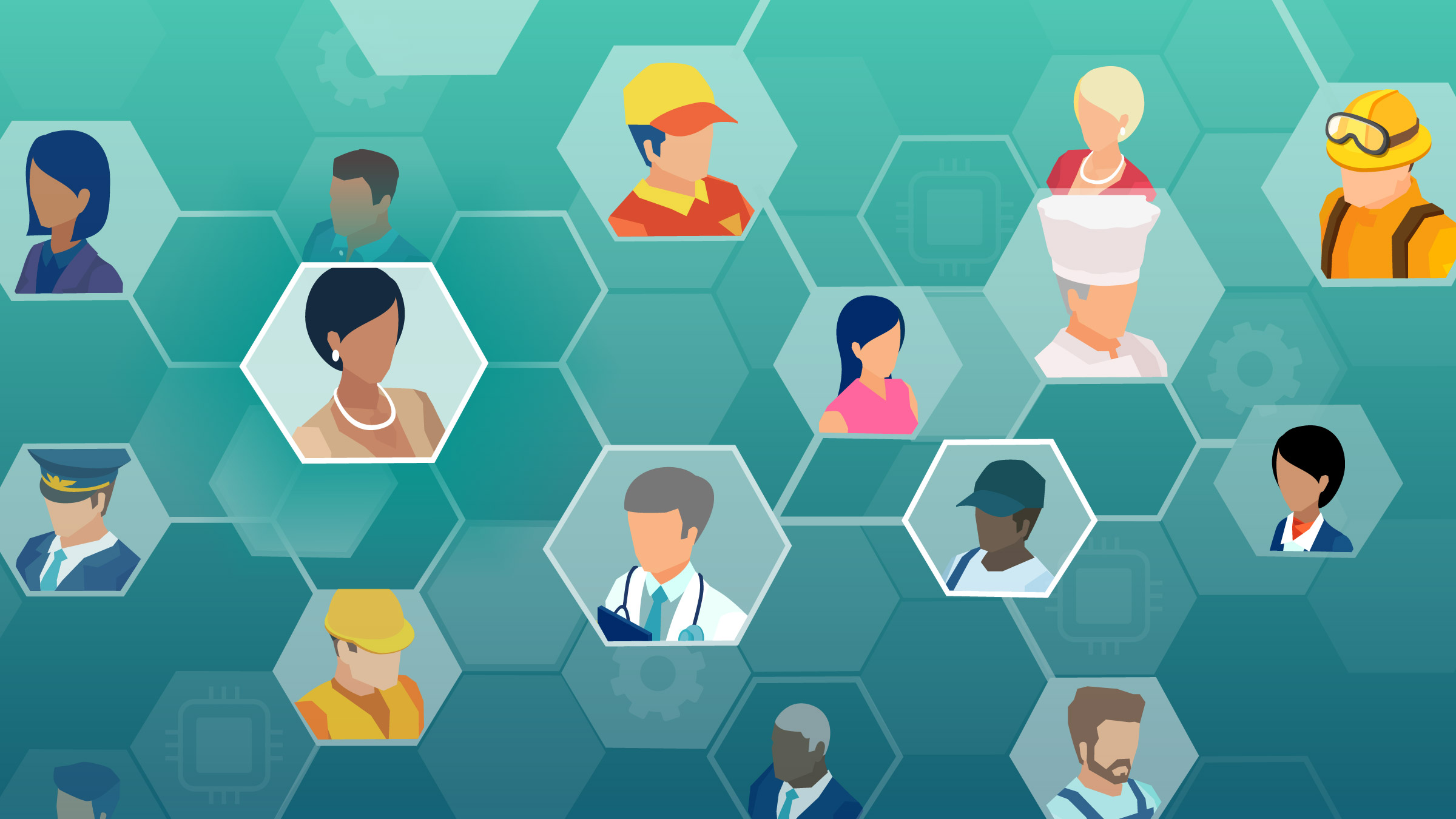 Illustration of diverse individuals in diverse jobs