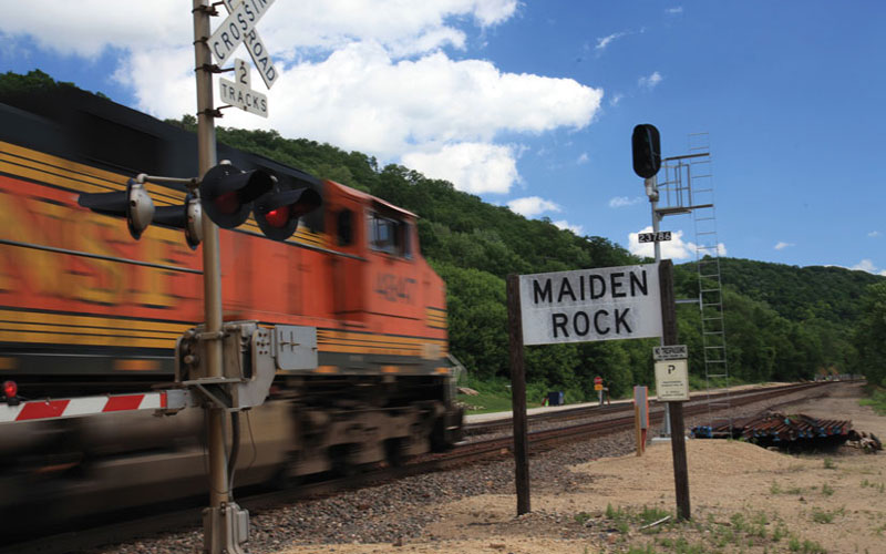 Along the scenic Mississippi River frac sand mining means more railroad and trucking jobs...