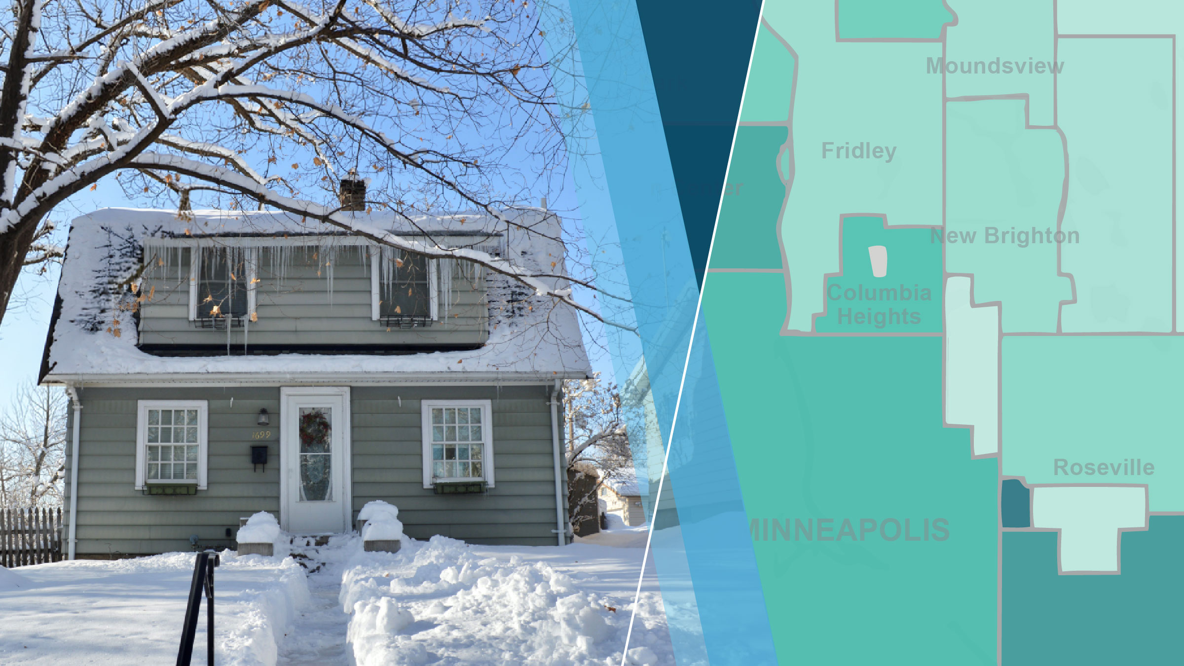 image of a home overlayed with a partial map of the Twin Cities